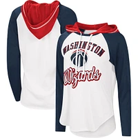 T-shirt à manches longues pour femme G-III 4Her by Carl Banks Blanc Washington Wizards MVP Raglan Hoodie