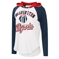 T-shirt à manches longues pour femme G-III 4Her by Carl Banks Blanc Washington Wizards MVP Raglan Hoodie