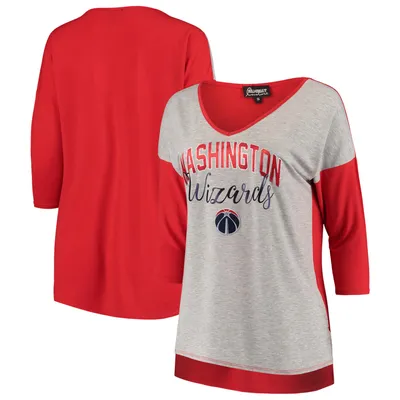 Washington Wizards Women's In It To Win It V-Neck 3/4-Sleeve T-Shirt - Heathered Gray