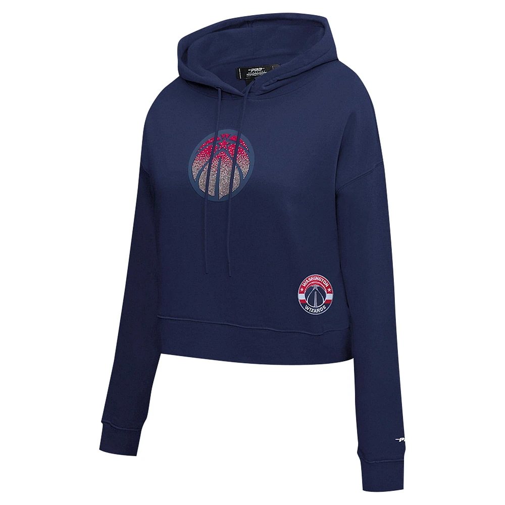 Women's Pro Standard Navy Washington Wizards Jewels Cropped Pullover Hoodie