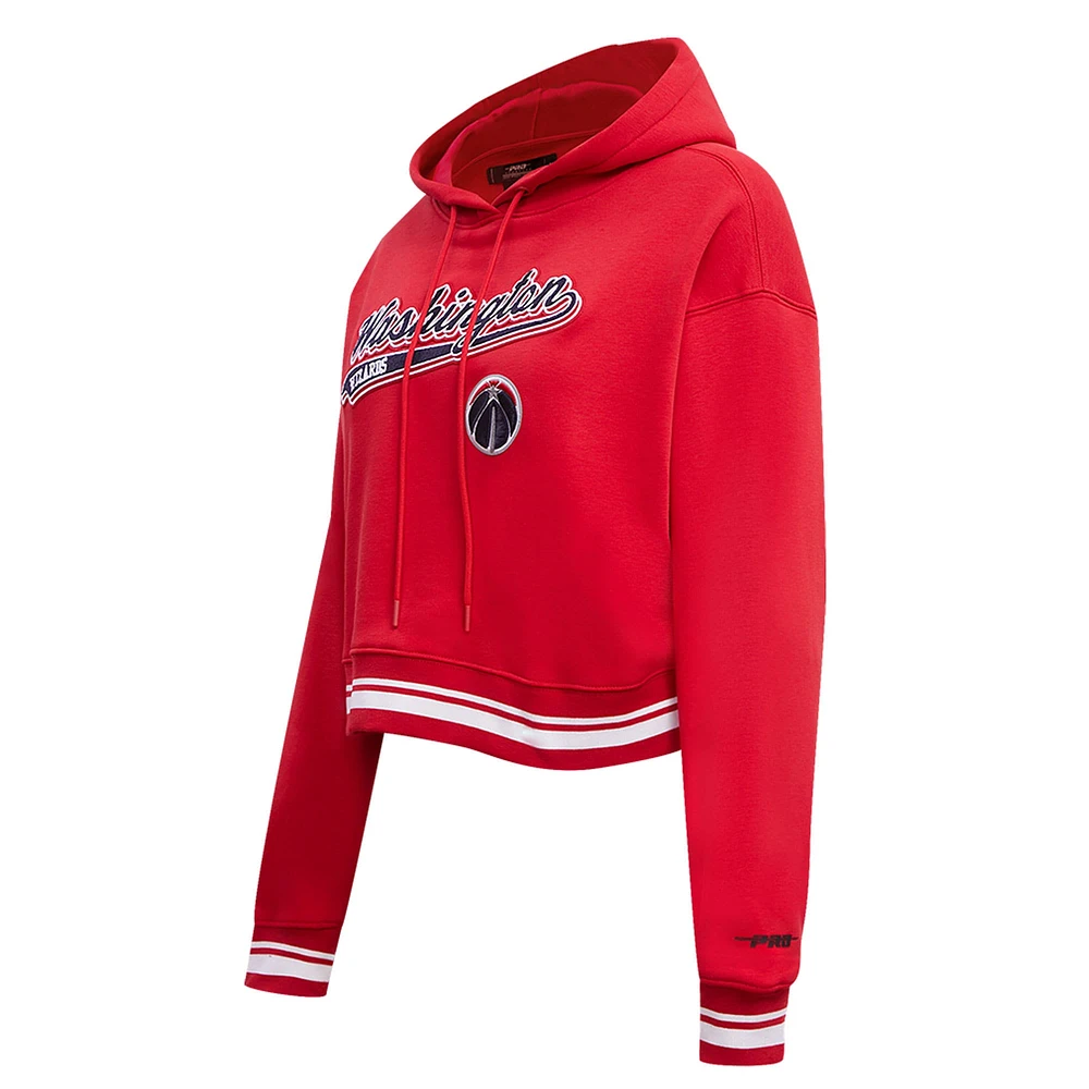 Women's Pro Standard Red Washington Wizards Script Tail Cropped Pullover Hoodie