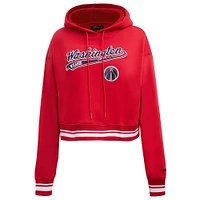 Women's Pro Standard Red Washington Wizards Script Tail Cropped Pullover Hoodie