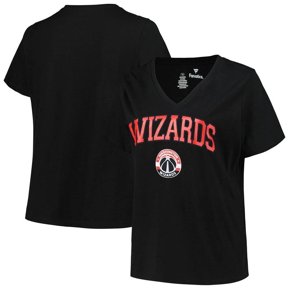 Women's Profile Black Washington Wizards Plus Arch Over Logo V-Neck T-Shirt