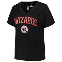 Women's Profile Black Washington Wizards Plus Arch Over Logo V-Neck T-Shirt