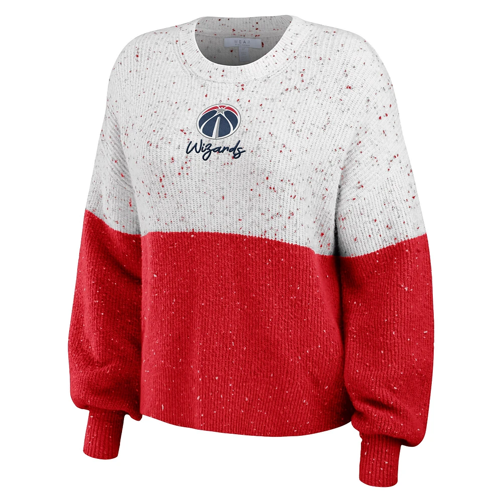 WEAR by Erin Andrews Pull à blocs de couleurs blanc/rouge Washington Wizards pour femmes