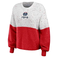 WEAR by Erin Andrews Pull à blocs de couleurs blanc/rouge Washington Wizards pour femmes