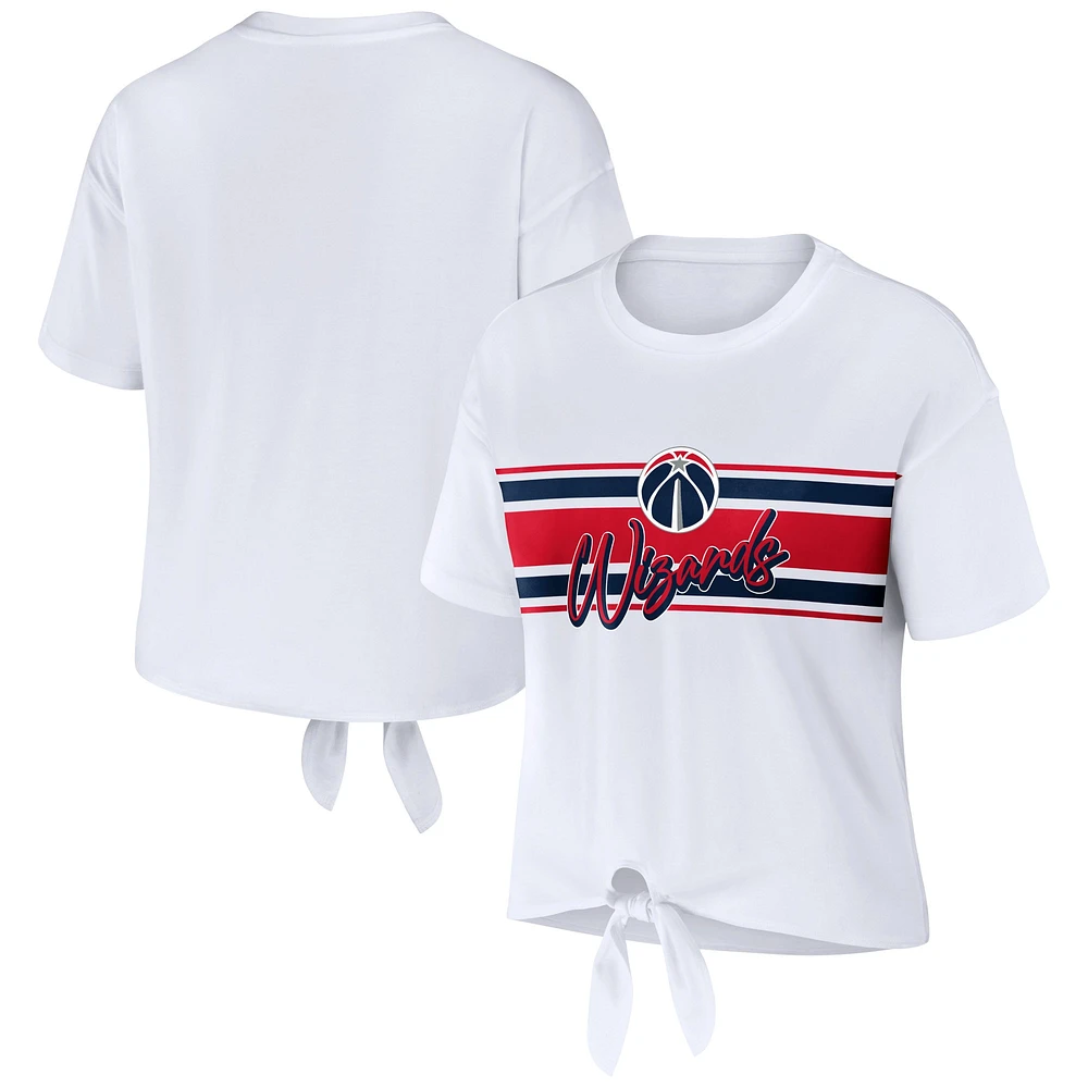 Women's WEAR by Erin Andrews  White Washington Wizards Tie-Front T-Shirt