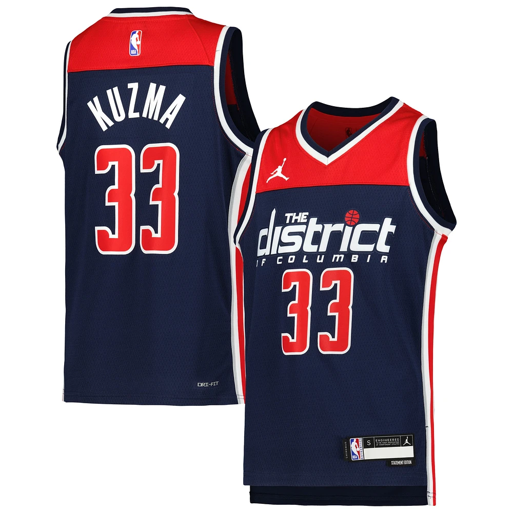 Jordan Brand Kyle Kuzma Navy Washington Wizards Swingman Maillot d'équipe pour jeune - Statement Edition