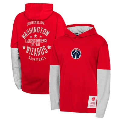 T-shirt à capuche manches longues pour jeunes Washington Wizards Small Ball Red