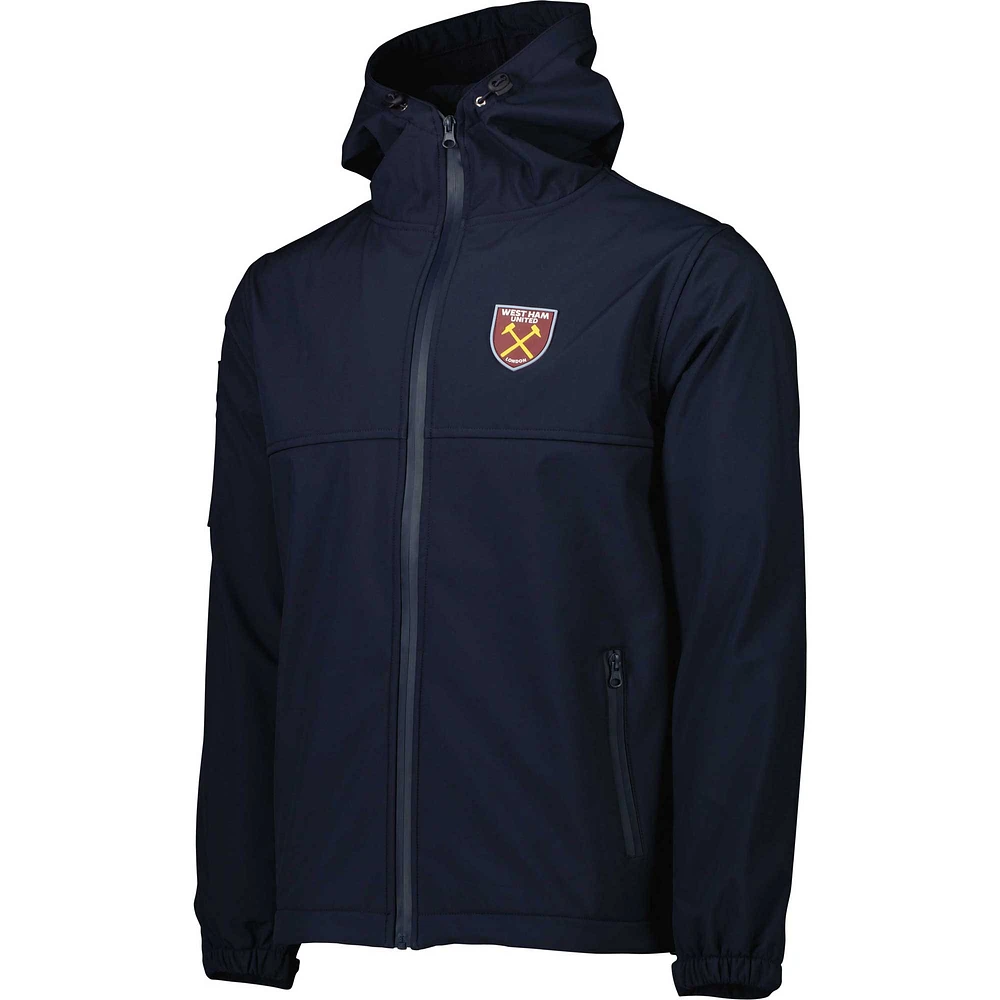 Veste à capuche West Ham United noire trois couches entièrement zippée pour homme