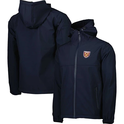 Veste à capuche West Ham United noire trois couches entièrement zippée pour homme