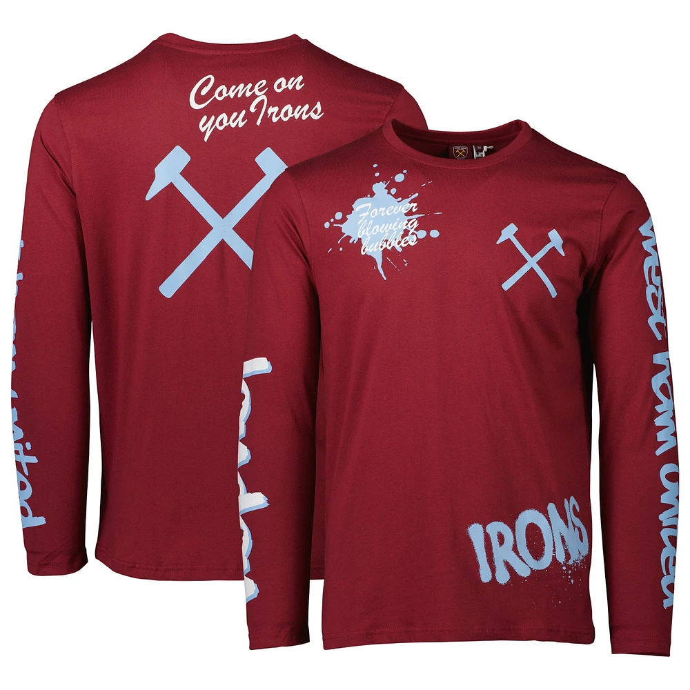 T-shirt à manches longues Claret West Ham United Graffiti pour homme