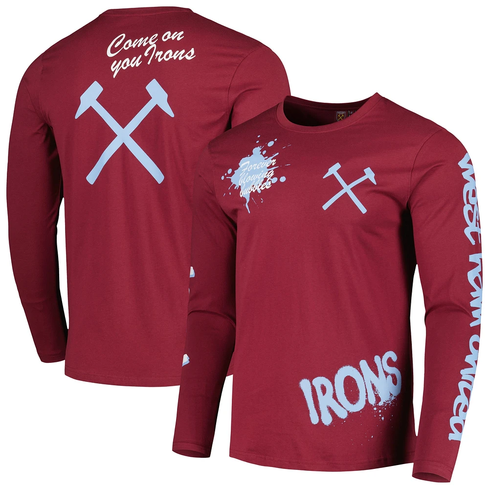 T-shirt à manches longues Claret West Ham United Graffiti pour homme