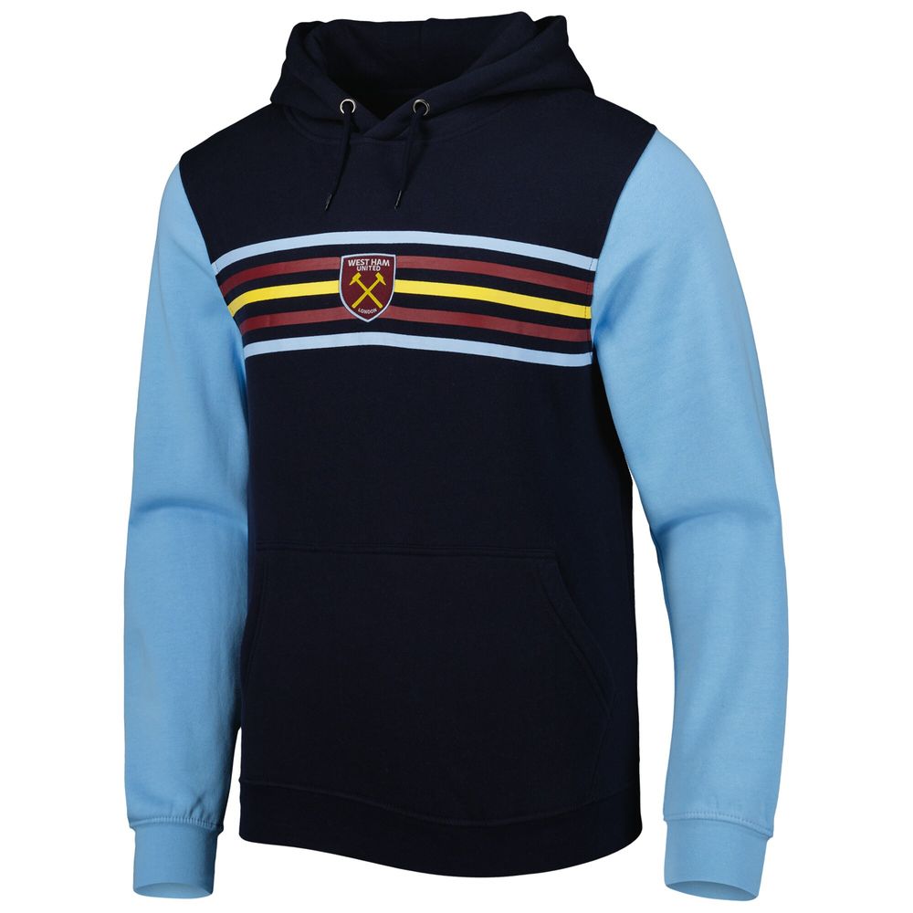 Men's Navy/Blue West Ham United Striped Raglan Pullover Hoodie