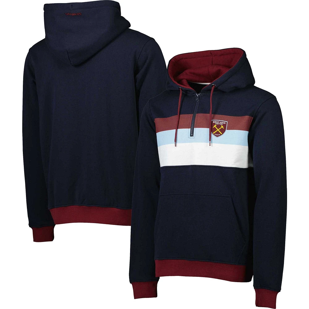 Sweat À Capuche Demi-Zip West Ham United Bleu Marine/Rouge Pour Homme