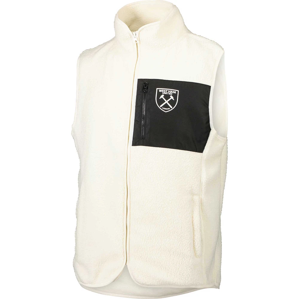 Men's White West Ham United Pile Full-Zip Vest