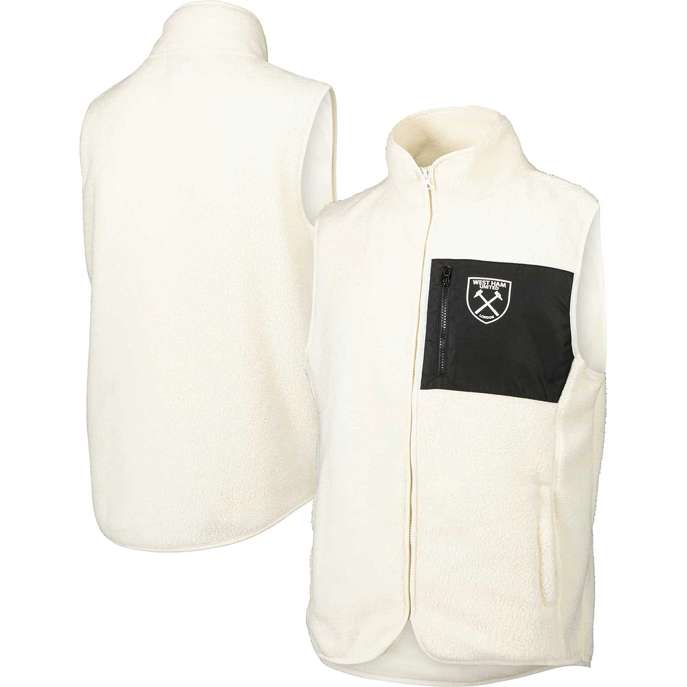 Gilet West Ham United Pile entièrement zippé pour homme de couleur blanche