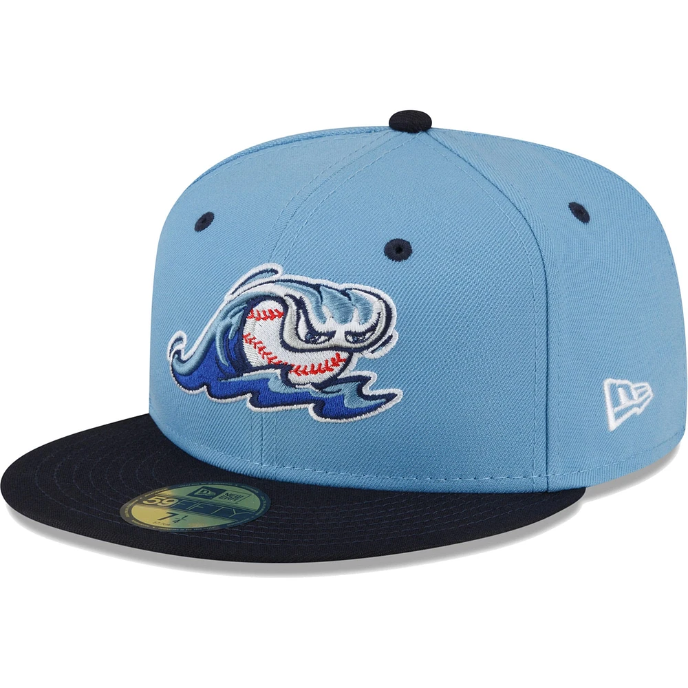 Men's New Era Light Blue West Michigan Whitecaps Authentic Collection Alternate Logo 59FIFTY Fitted Hat