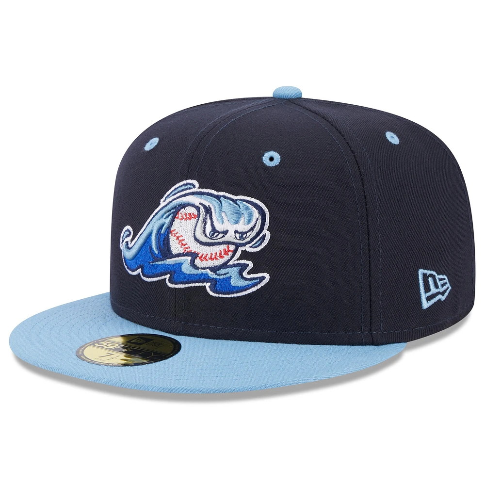 Casquette ajustée 59FIFTY avec logo alternatif des Whitecaps de l'Ouest du Michigan New Era pour homme, bleu marine