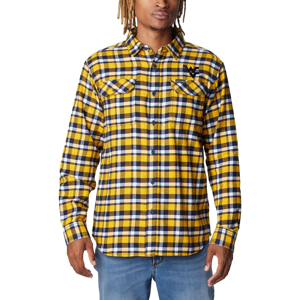 Chemise à manches longues en flanelle Columbia Gold West Virginia Mountaineers Flare Gun