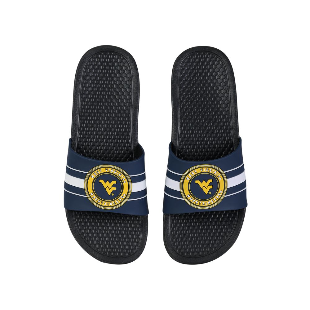 FOCO West Virginia Mountaineers Stripe Raised Slide Sandals