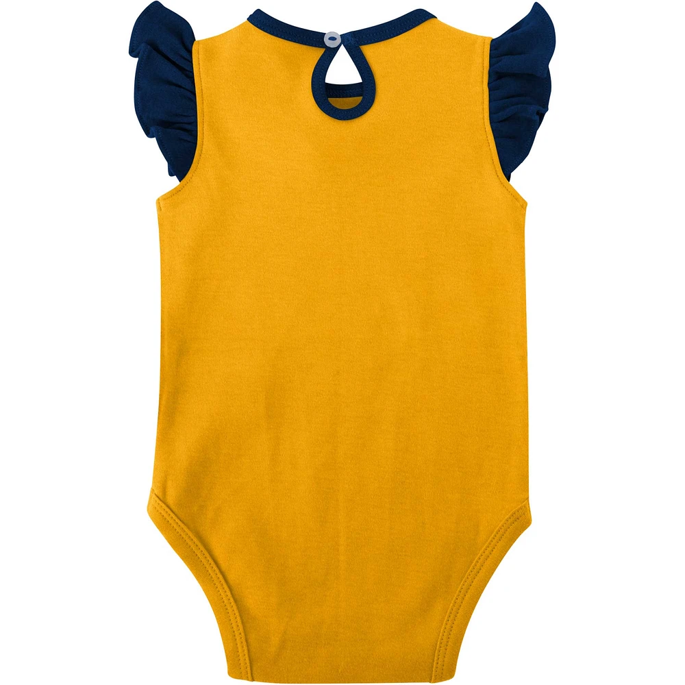 Girls Newborn & Infant Navy/Gold West Virginia Mountaineers Spread the Love 2-Pack Bodysuit Set