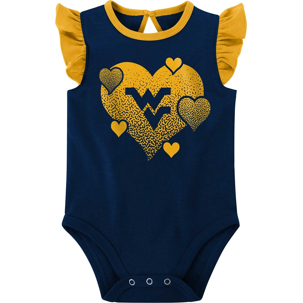 Girls Newborn & Infant Navy/Gold West Virginia Mountaineers Spread the Love 2-Pack Bodysuit Set