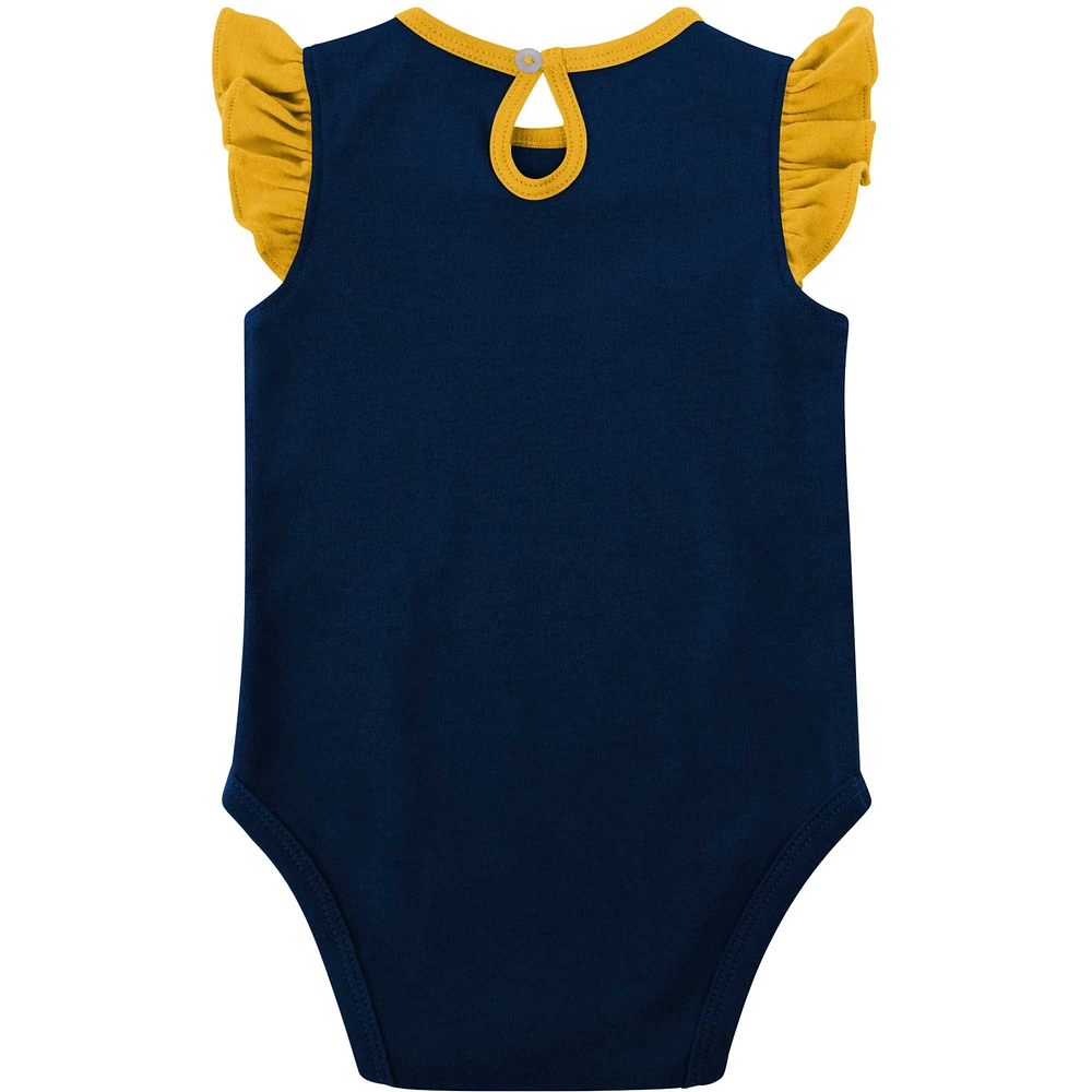 Girls Newborn & Infant Navy/Gold West Virginia Mountaineers Spread the Love 2-Pack Bodysuit Set