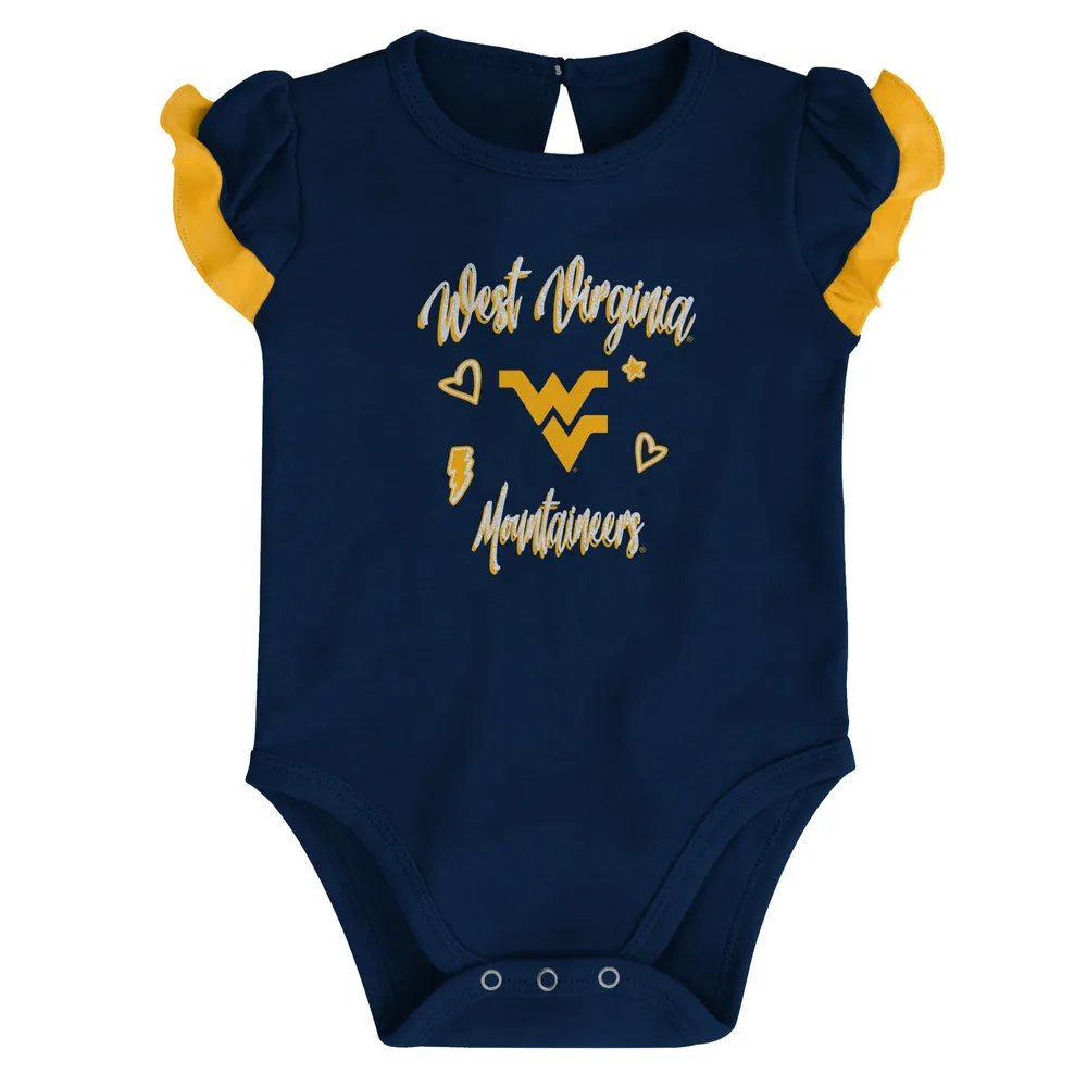 Girls Newborn & Infant Navy/Gold West Virginia Mountaineers Too Much Love Two-Piece Bodysuit Set