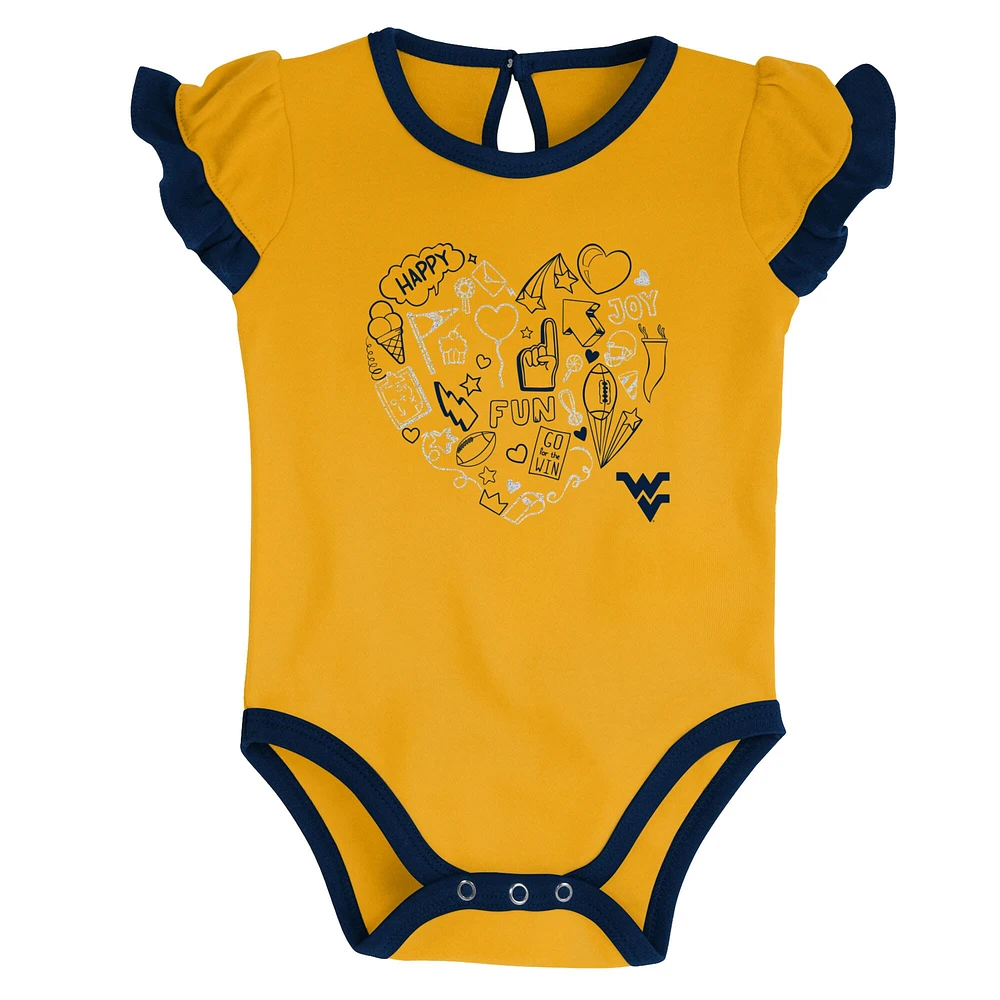 Girls Newborn & Infant Navy/Gold West Virginia Mountaineers Too Much Love Two-Piece Bodysuit Set