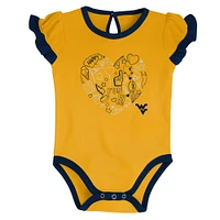 Girls Newborn & Infant Navy/Gold West Virginia Mountaineers Too Much Love Two-Piece Bodysuit Set