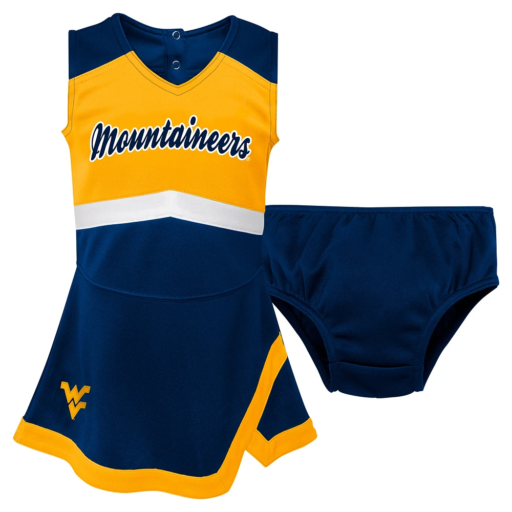 Girls Preschool Navy West Virginia Mountaineers Two-Piece Cheer Captain Jumper Dress & Bloomers Set