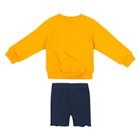 Girls Toddler Colosseum  Gold/Navy West Virginia Mountaineers Beta Fleece Sweatshirt and Shorts Set