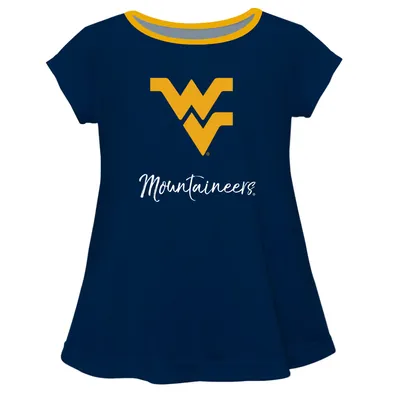 West Virginia Mountaineers Vive La Fete Girls Toddler A-Line Top - Navy