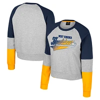 Girls Youth Colosseum Heather Gray West Virginia Mountaineers Katinka Rhinestone Pullover Sweatshirt