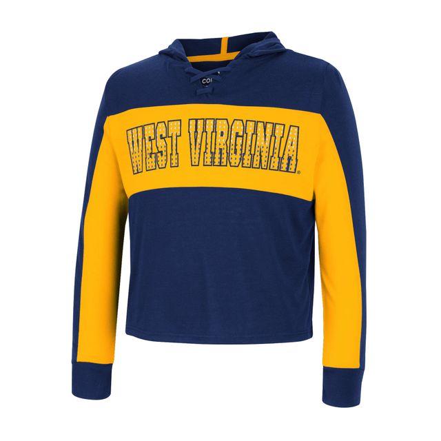 T-shirt à manches longues lacets Colosseum Navy West Virginia Mountaineers Galooks pour filles