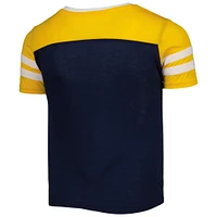 Girls Youth Colosseum Navy West Virginia Mountaineers Practically Perfect Striped T-Shirt