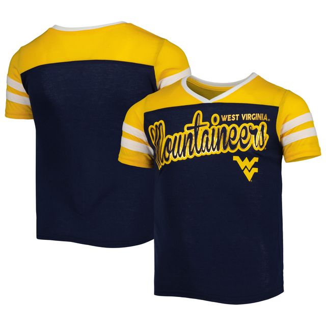 T-shirt à rayures pratiquement parfait Colosseum Navy West Virginia Mountaineers pour filles