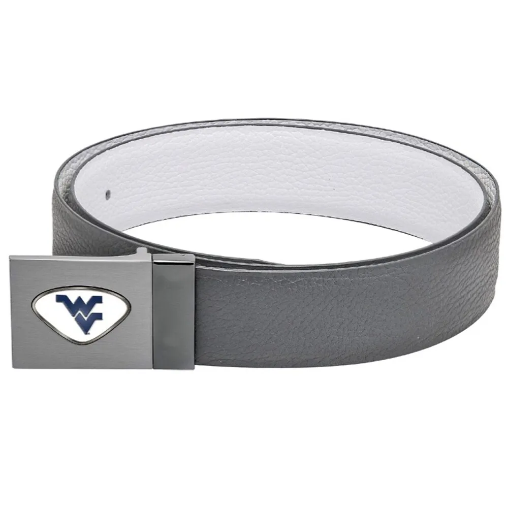 Lids West Virginia Mountaineers Reversible Leather Belt - Gray