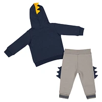 Ensemble sweat à capuche et pantalon Dino Colosseum bleu marine/gris West Virginia Mountaineers pour bébé