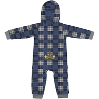 Pull à capuche manches longues avec fermeture éclair et carreaux pour bébé Colosseum Navy West Virginia Mountaineers