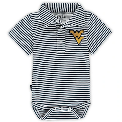 Infant Garb Navy/White West Virginia Mountaineers Carson Body rayé à manches courtes