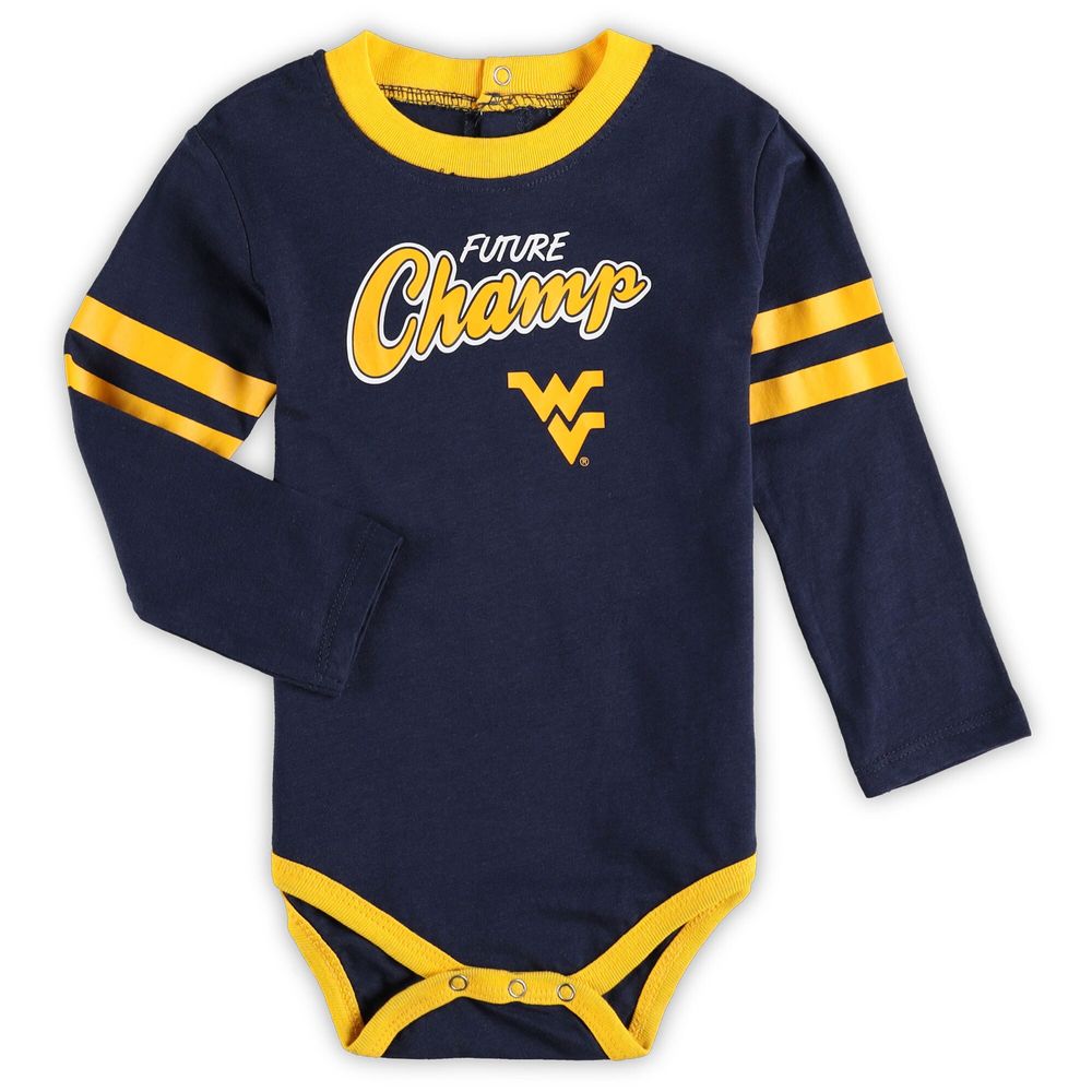 Infant Navy/Gold West Virginia Mountaineers Little Kicker Long Sleeve Bodysuit and Sweatpants Set