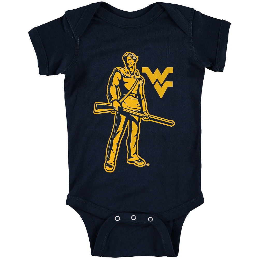 Infant Navy West Virginia Mountaineers Big Logo Bodysuit