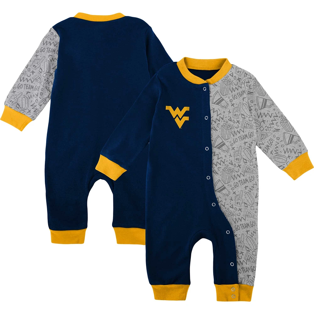 Infant Navy West Virginia Mountaineers Playbook Two-Tone Sleeper