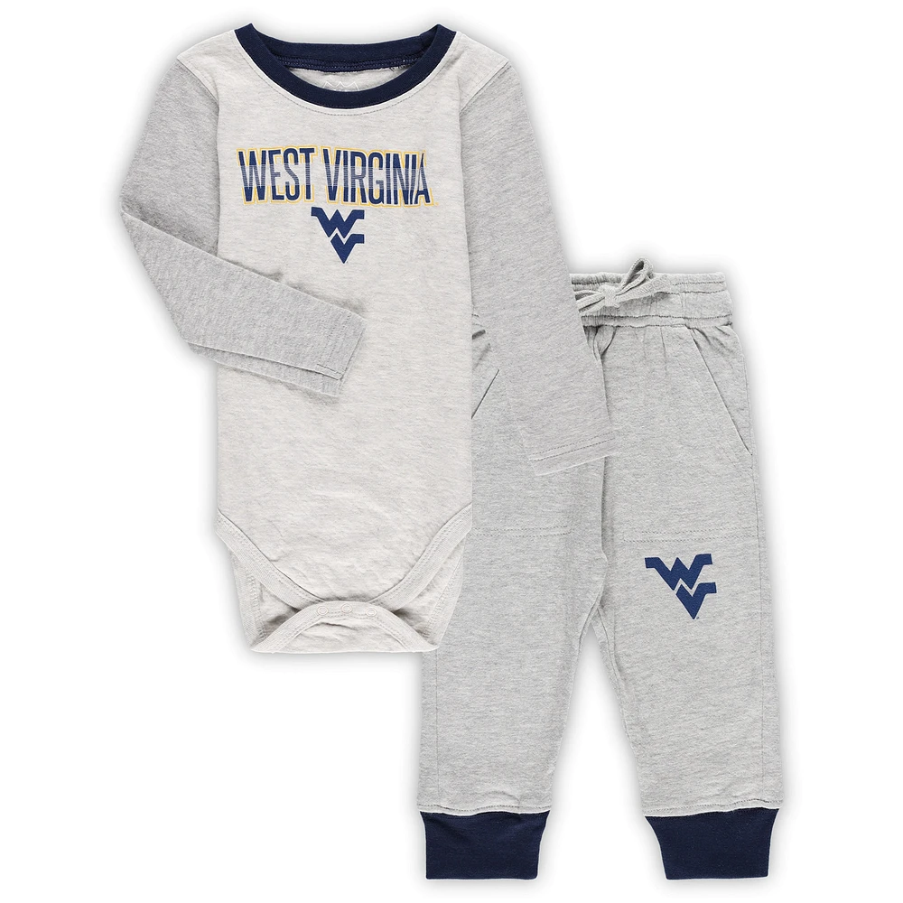 Wes & Willy Heather Grey West Virginia Mountaineers Jie Ensemble body et pantalon à manches longues