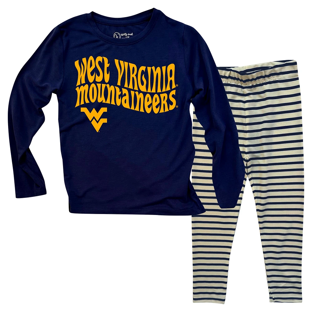 Infant Wes & Willy  West Virginia Mountaineers Long Sleeve Top and Striped Leggings Set