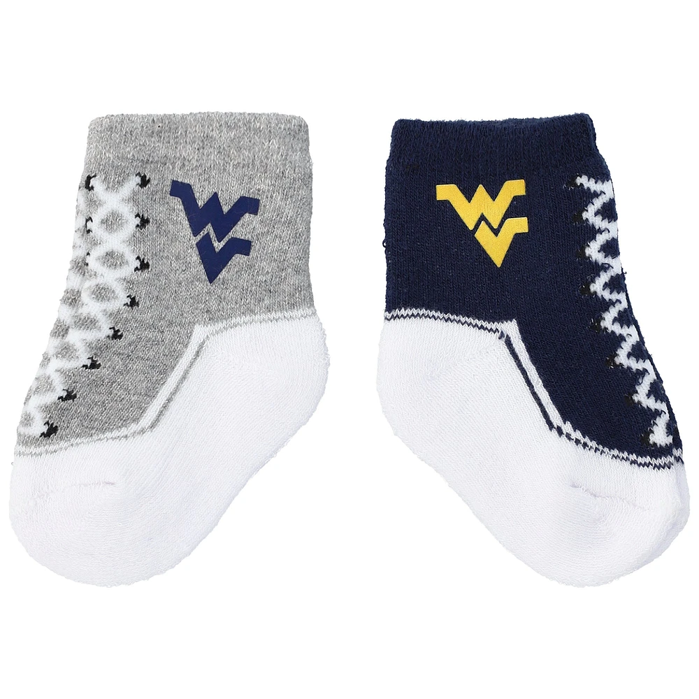 Lot de deux paires de chaussettes pour chaussures ZooZatz West Virginia Mountaineers pour bébé