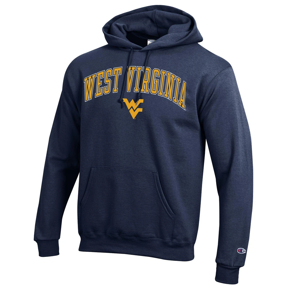 Sweat à capuche en polaire avec logo arqué Champion Navy West Virginia Mountaineers pour homme