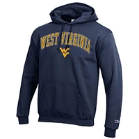 Sweat à capuche en polaire avec logo arqué Champion Navy West Virginia Mountaineers pour homme